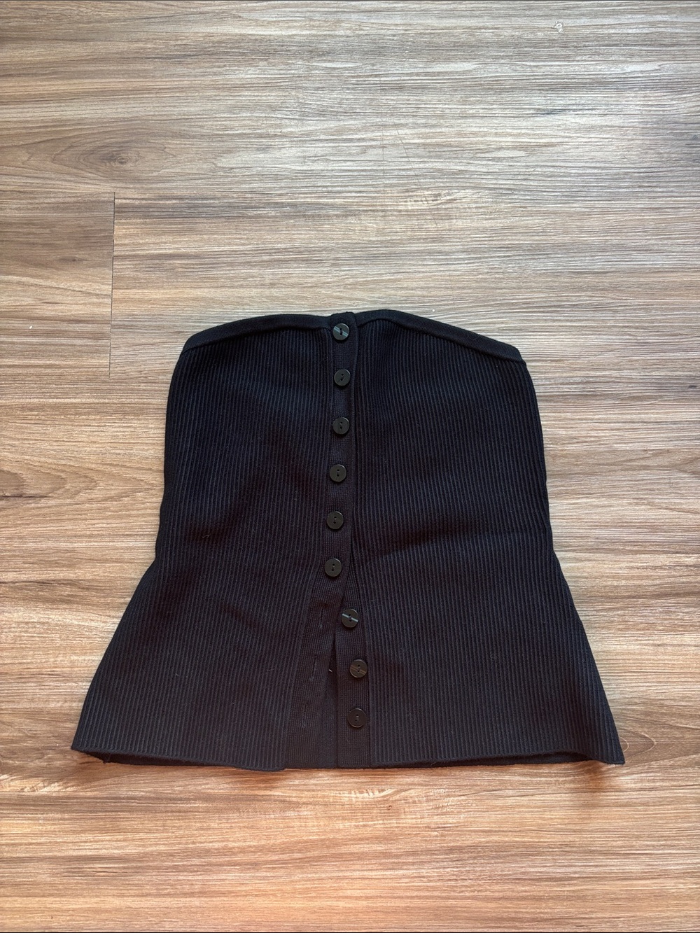 Abercrombie & Fitch Black Ribbed Strapless Button-Front Tube Top